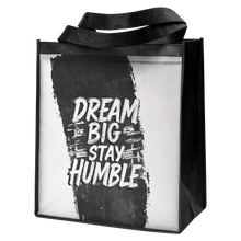 Load image into Gallery viewer, Dream_Big_Stay_Humble_Bag_GroceryTote_StandingAngle02_Mockup.png_15871528

