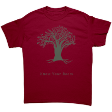 Load image into Gallery viewer, Unisex_Know_Your_Roots_Tee_Cardinal_Mockup.png_4507713
