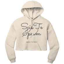Load image into Gallery viewer, Womens_Know_Thyself_Crop_Hoodie_Heather_Dust_Front_Mockup.png_7000679
