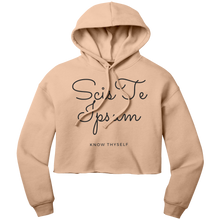Load image into Gallery viewer, Womens_Know_Thyself_Crop_Hoodie_Peach_Front_Mockup.png_7000675
